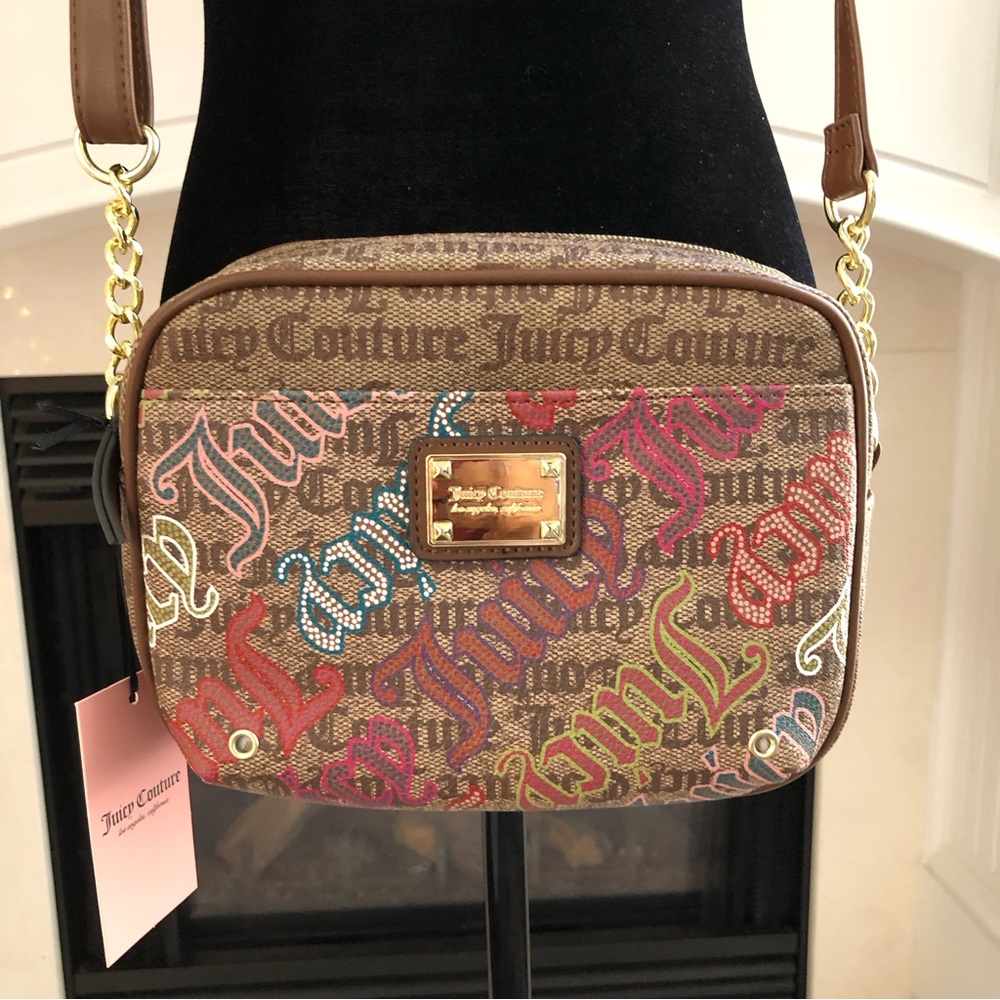 NWT Juicy Couture Chestnut Chino "Double the Love" Camera Crossbody Handbag